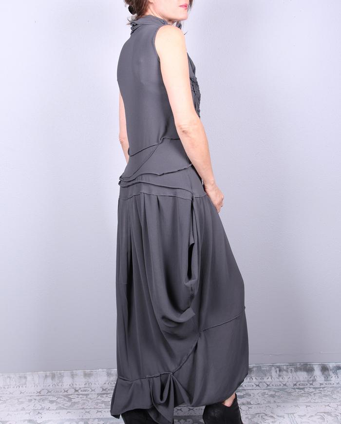 body-hugger drapey stretch maxi dress in deep gray