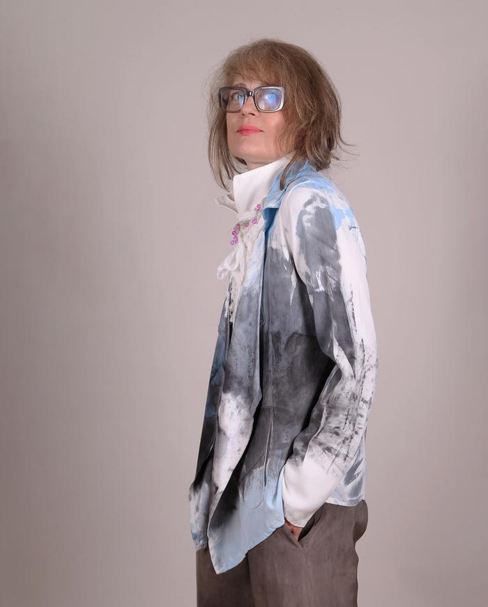 'out of the inky blue' thick crepe jacket