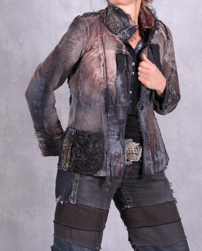 'fruit of modern earth' detailed distressed jacket
