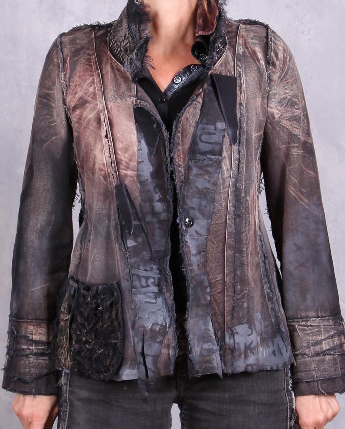 'fruit of modern earth' detailed distressed jacket