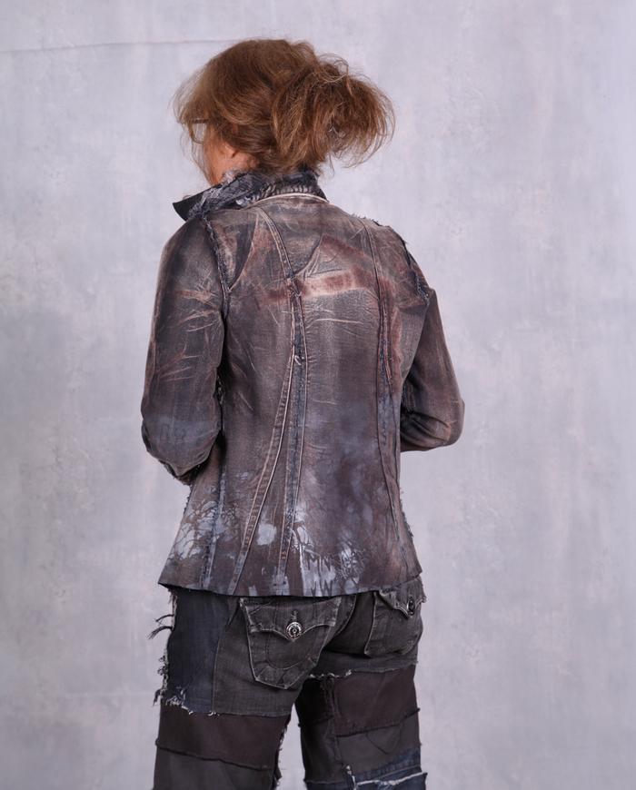 'fruit of modern earth' detailed distressed jacket