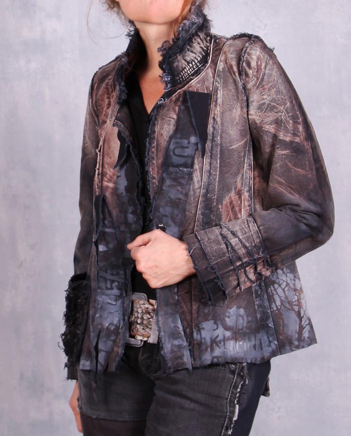 'fruit of modern earth' detailed distressed jacket