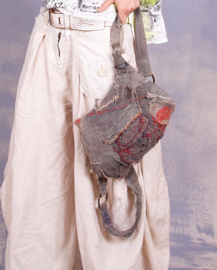 'very hand-y rucksack' distressed fiber art purse