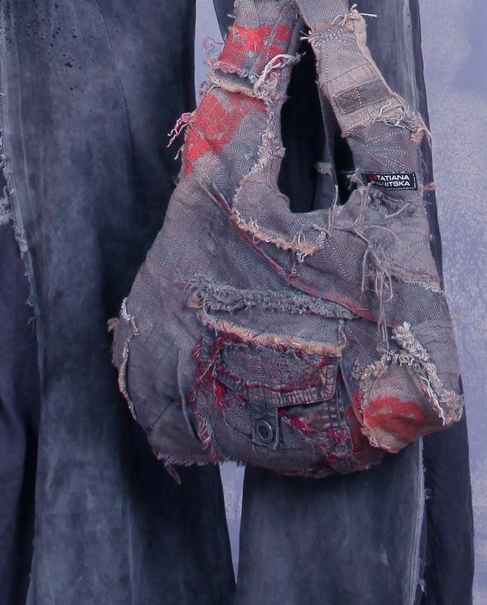 'very hand-y rucksack' distressed fiber art purse