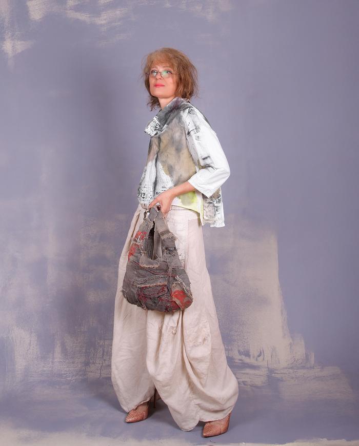 'very hand-y rucksack' distressed fiber art purse