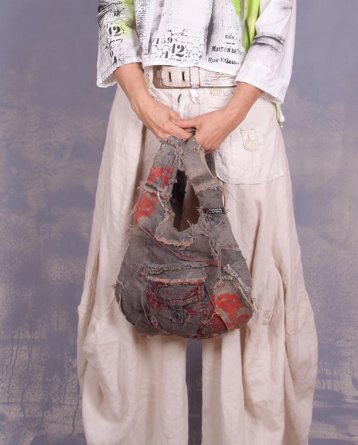 'very hand-y rucksack' distressed fiber art purse