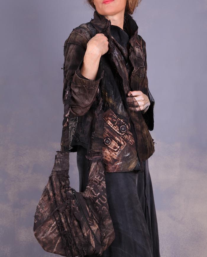 'a quilted moment' fiber art two-sided shoulder bag 