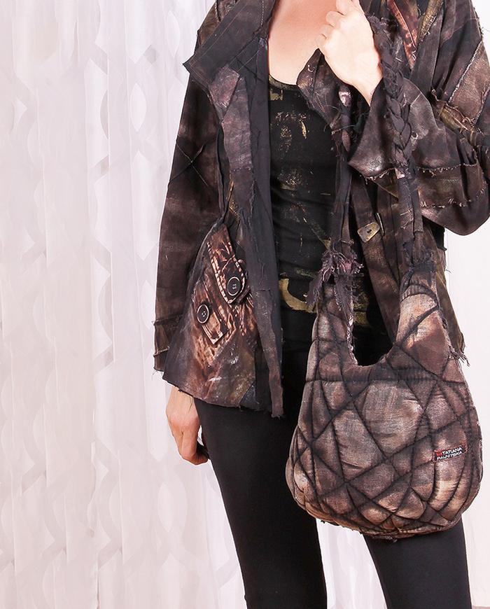 'a quilted moment' fiber art two-sided shoulder bag 