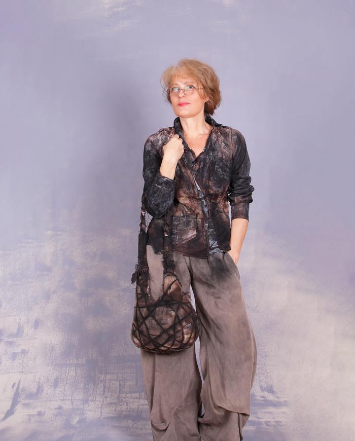 'a quilted moment' fiber art two-sided shoulder bag 