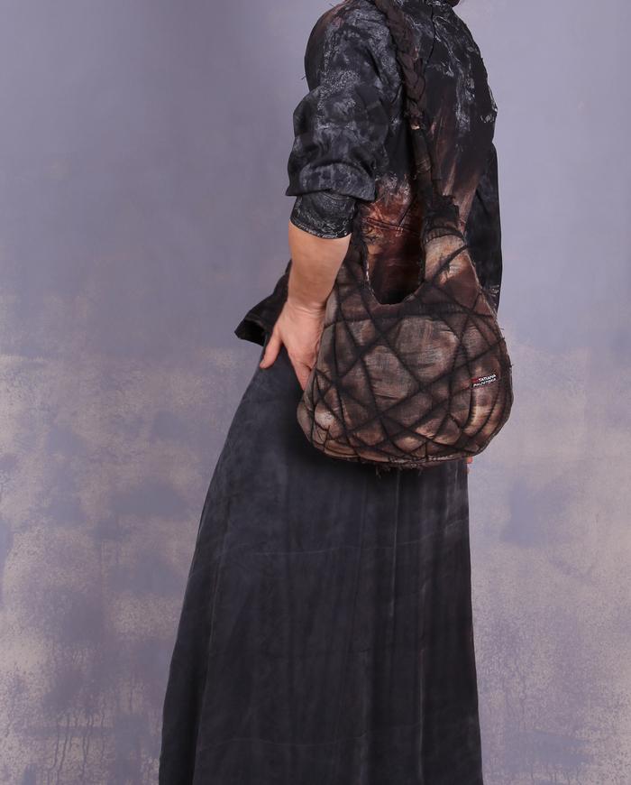 'a quilted moment' fiber art two-sided shoulder bag 