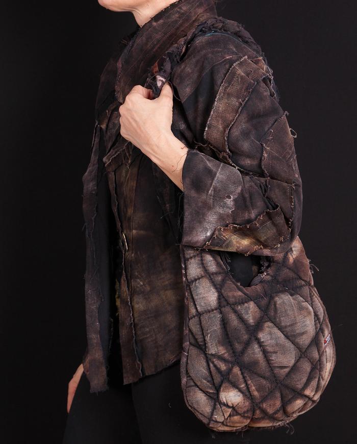 'a quilted moment' fiber art two-sided shoulder bag 