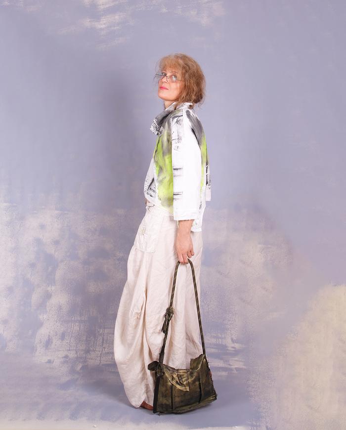 'dripping olive gold' artisanal shoulder bag