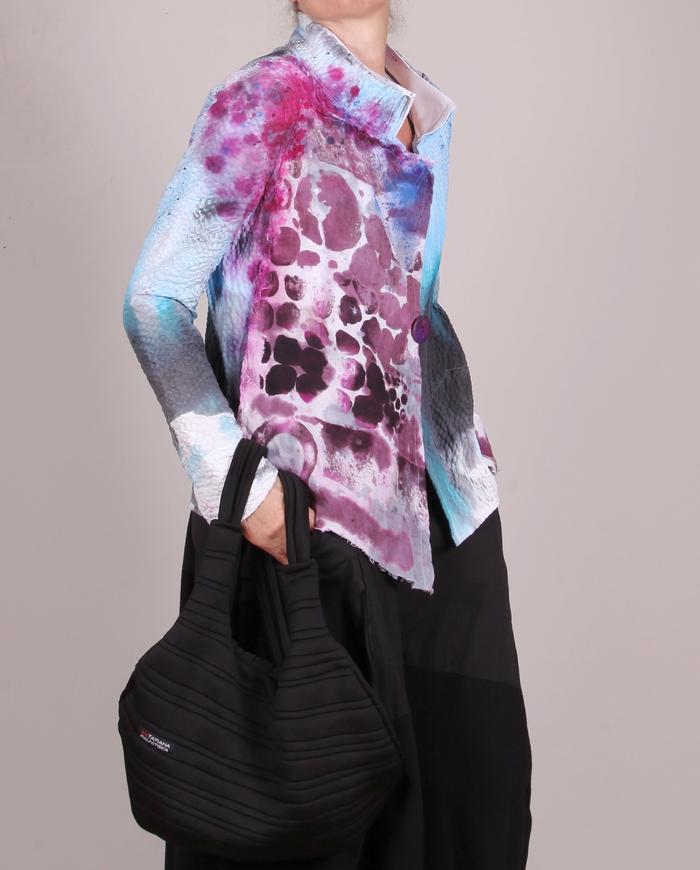 'in a split mood' mixed fabrics lightweight art jacket