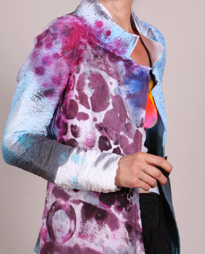 'in a split mood' mixed fabrics lightweight art jacket