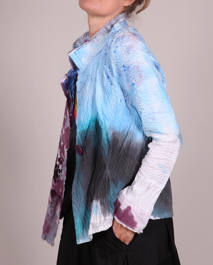 'in a split mood' mixed fabrics lightweight art jacket