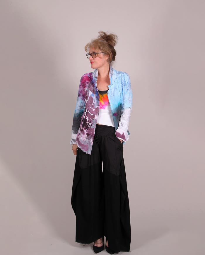 'in a split mood' mixed fabrics lightweight art jacket