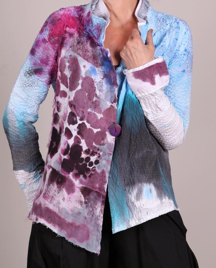 'in a split mood' mixed fabrics lightweight art jacket
