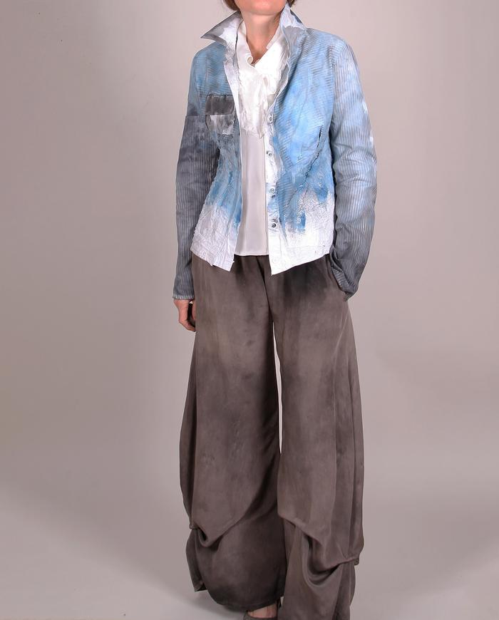 'coolest blue blazes' fitted art-to-wear jacket