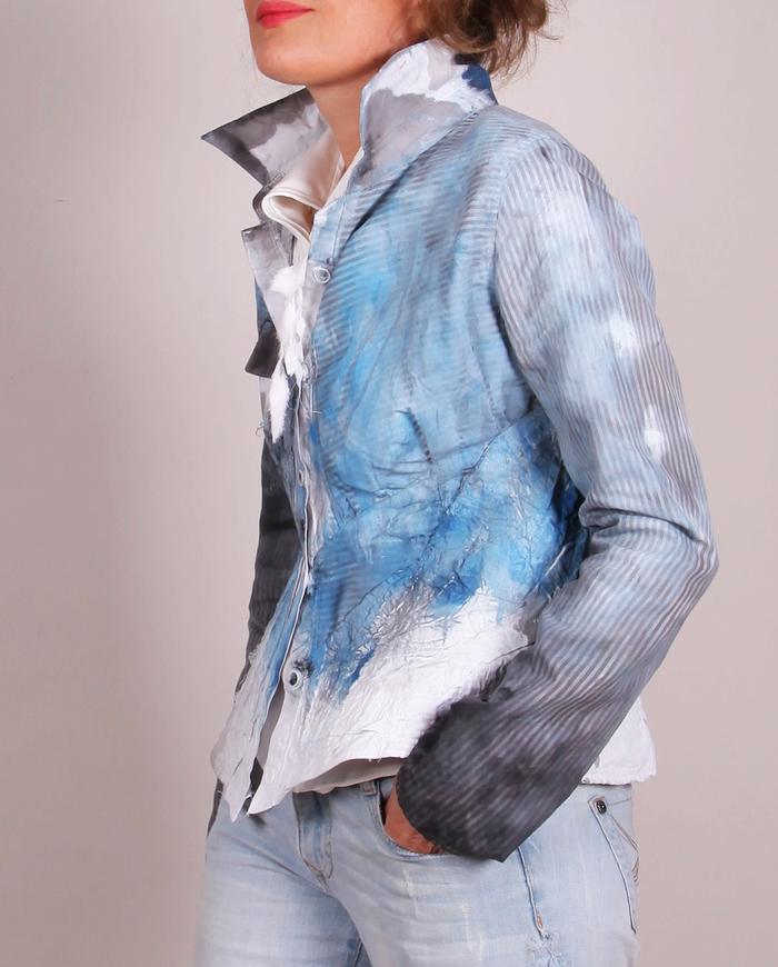 'coolest blue blazes' fitted art-to-wear jacket