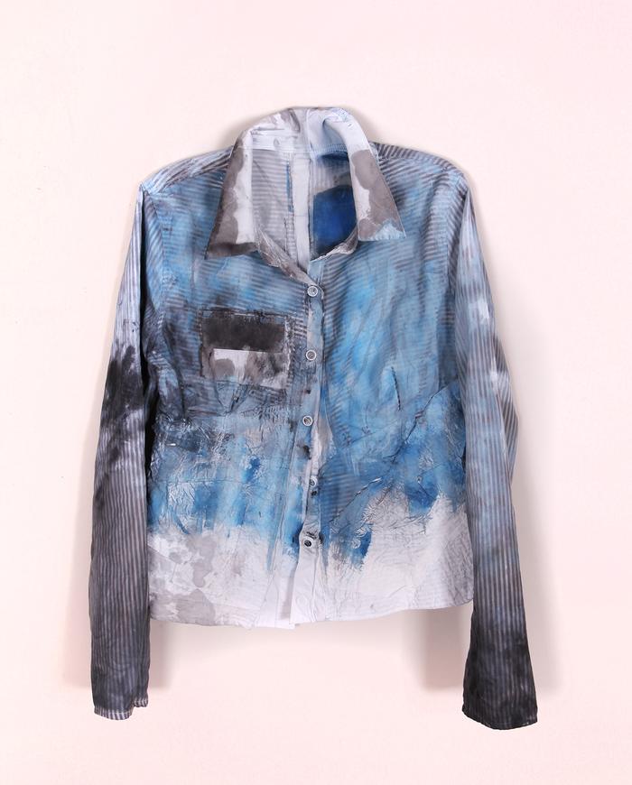 'coolest blue blazes' fitted art-to-wear jacket
