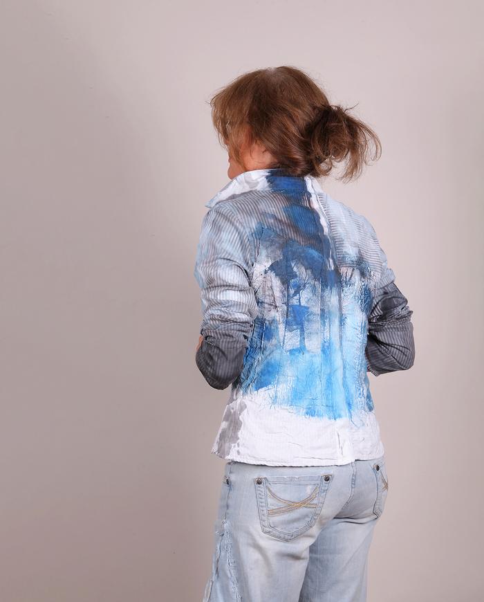 'coolest blue blazes' fitted art-to-wear jacket