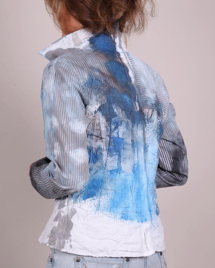 'coolest blue blazes' fitted art-to-wear jacket