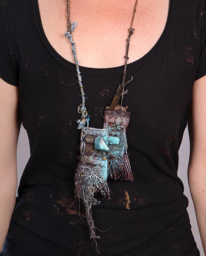 'a seaside evening story' sculptural abstract pendant necklace