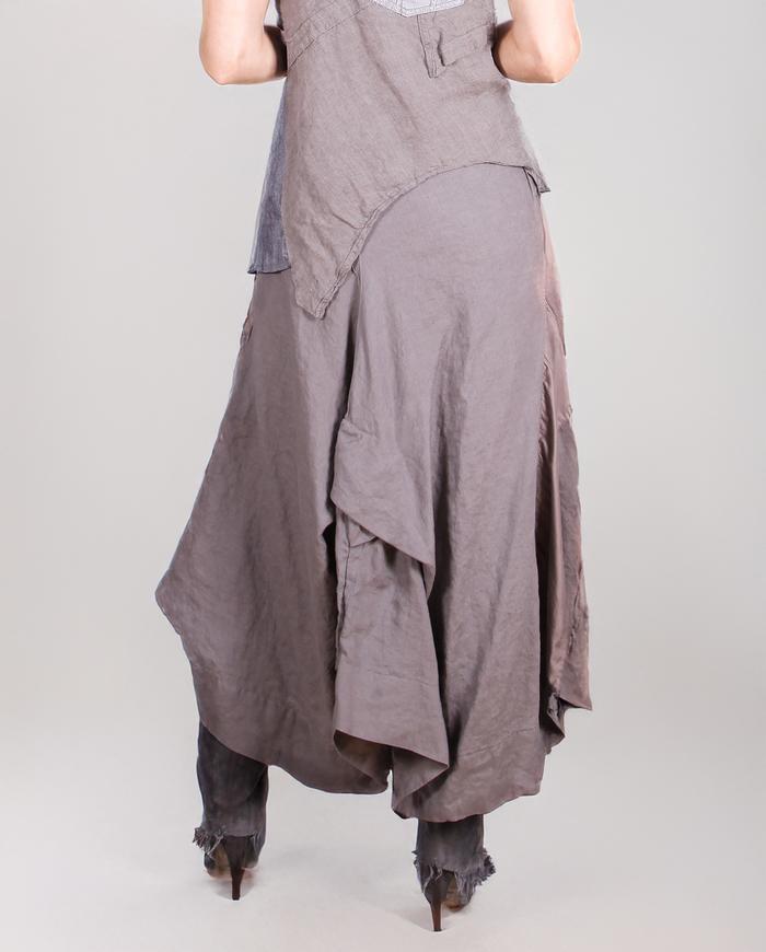 'wrapped in gray clouds' asymmetrical linen skirt