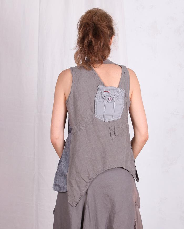 'like wearing a linen sculpture' detailed sleeveless faux halter top