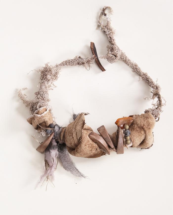 'so soft it floats' mixed fibers art necklace