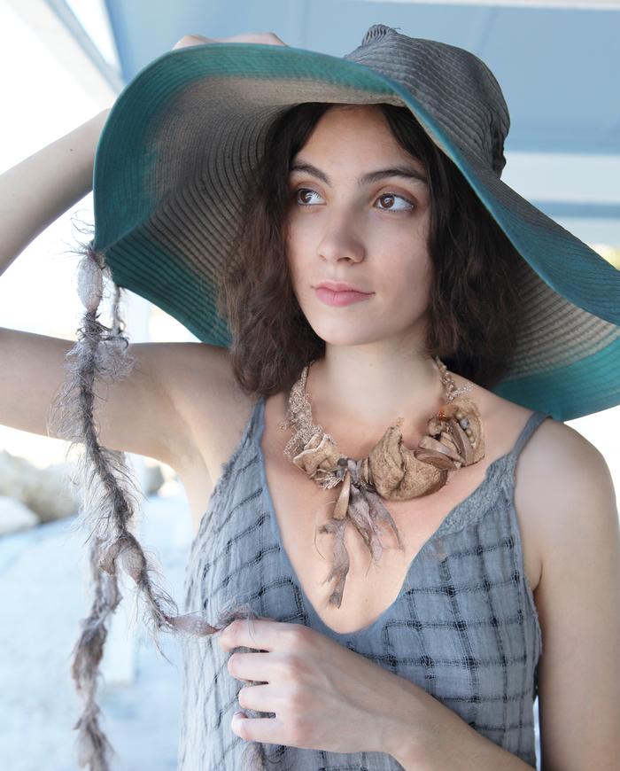 'so soft it floats' mixed fibers art necklace