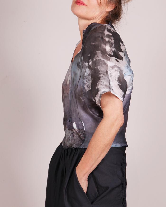 'sculpted clouds' washable silk asymmetrical blouse