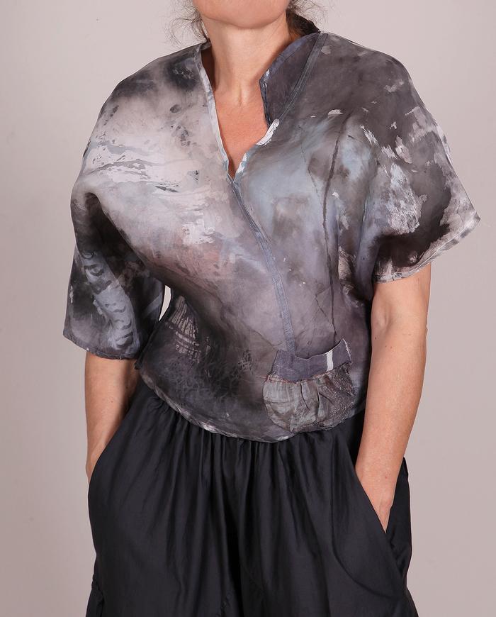 'sculpted clouds' washable silk asymmetrical blouse