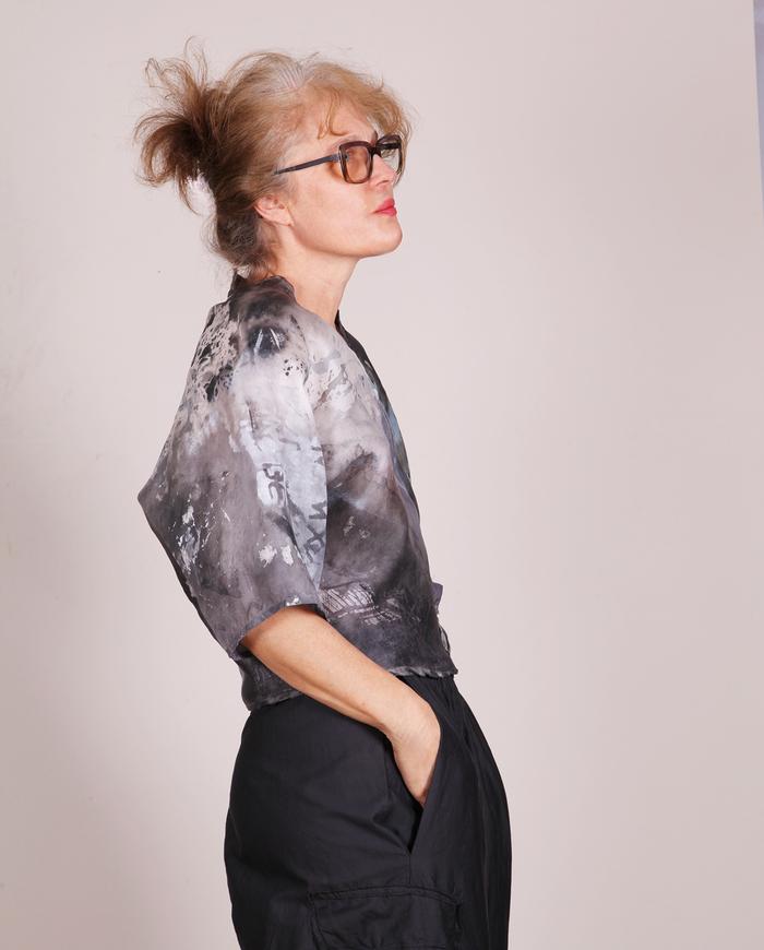 'sculpted clouds' washable silk asymmetrical blouse
