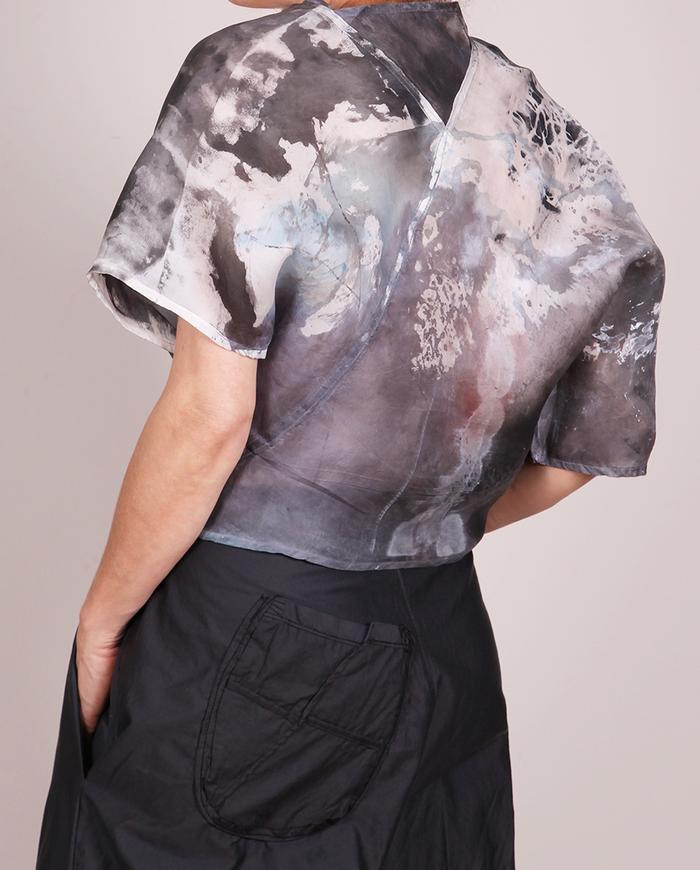 'sculpted clouds' washable silk asymmetrical blouse