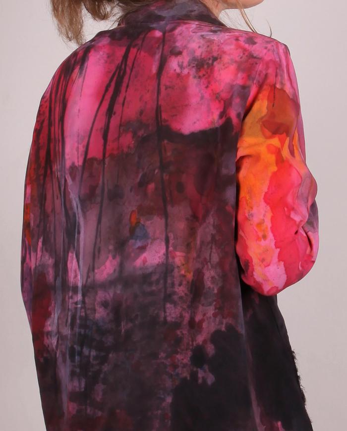'urban art zen' detailed intense palette silk crepe blouse 