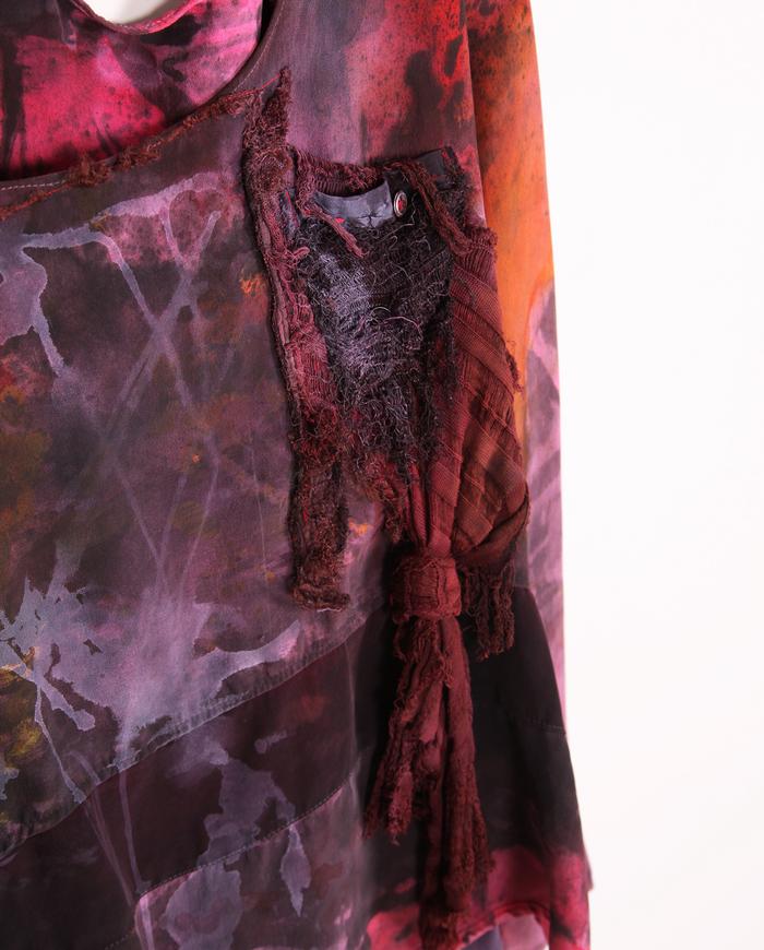 'urban art zen' detailed intense palette silk crepe blouse 
