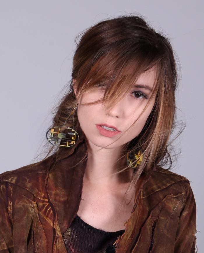 black and yellow hand-painted sculptural earrings