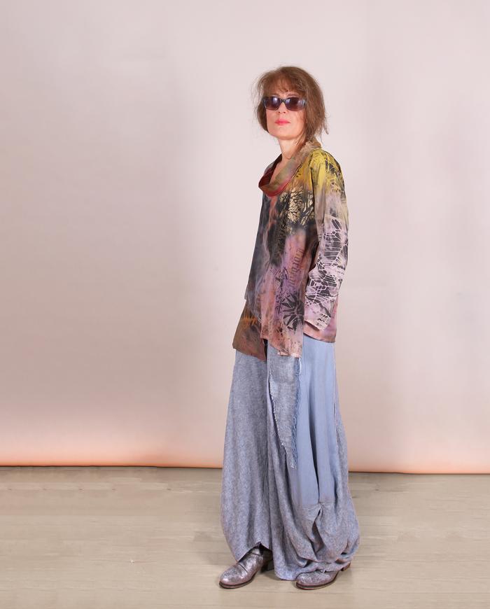 'fluid denim vibes' sculpted full pants