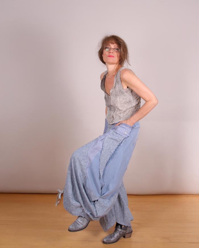 'fluid denim vibes' sculpted full pants