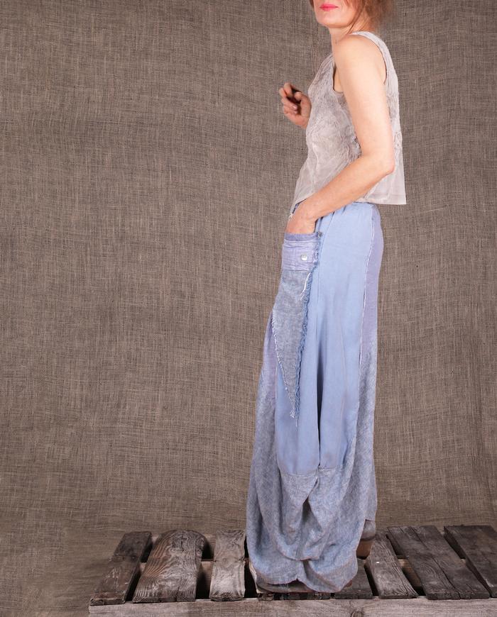'fluid denim vibes' sculpted full pants