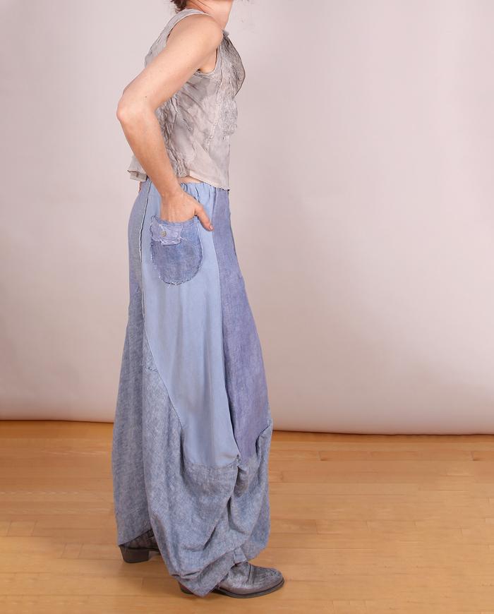'fluid denim vibes' sculpted full pants