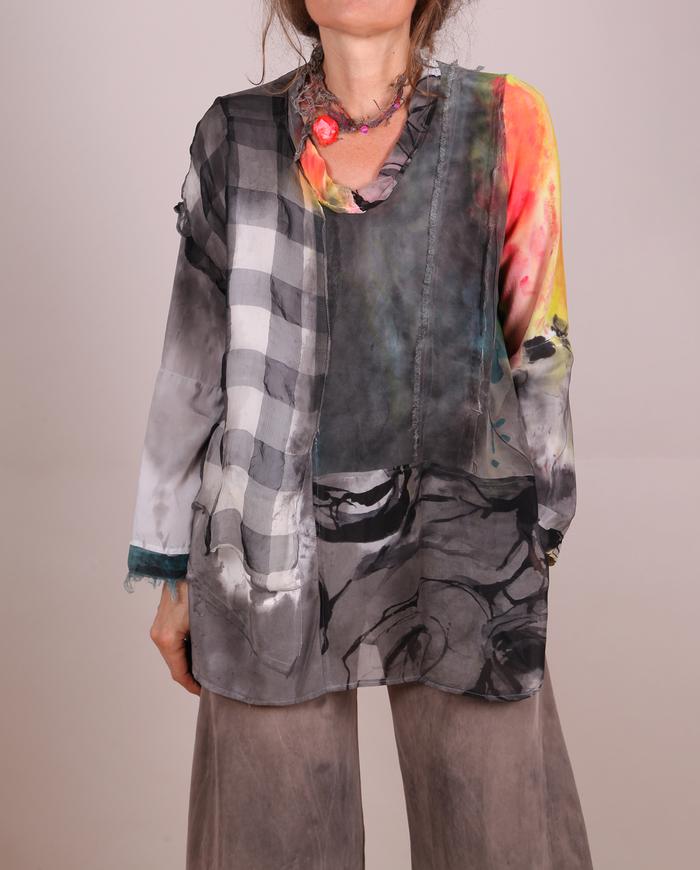 'like a perfect mixed drink' layered art blouse