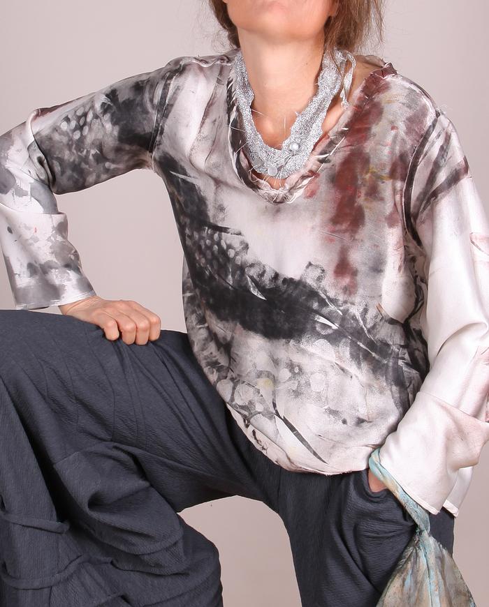 'many which way' reversible asymmetrical silk top