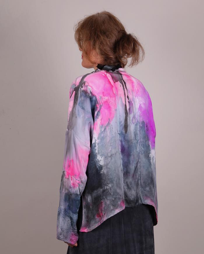 'a color-full merger' bold silk crepe hand-painted art blouse