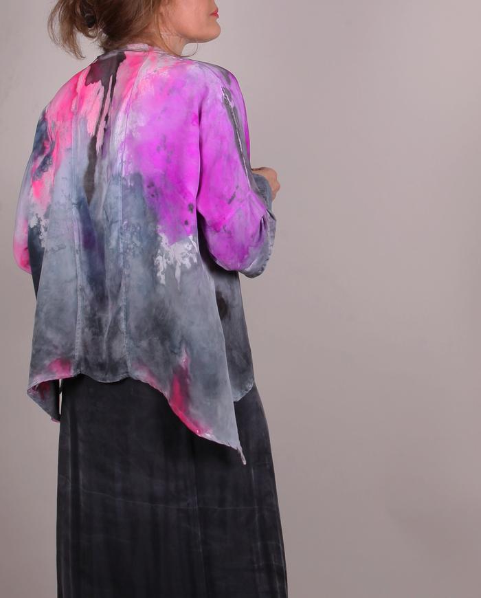 'a color-full merger' bold silk crepe hand-painted art blouse