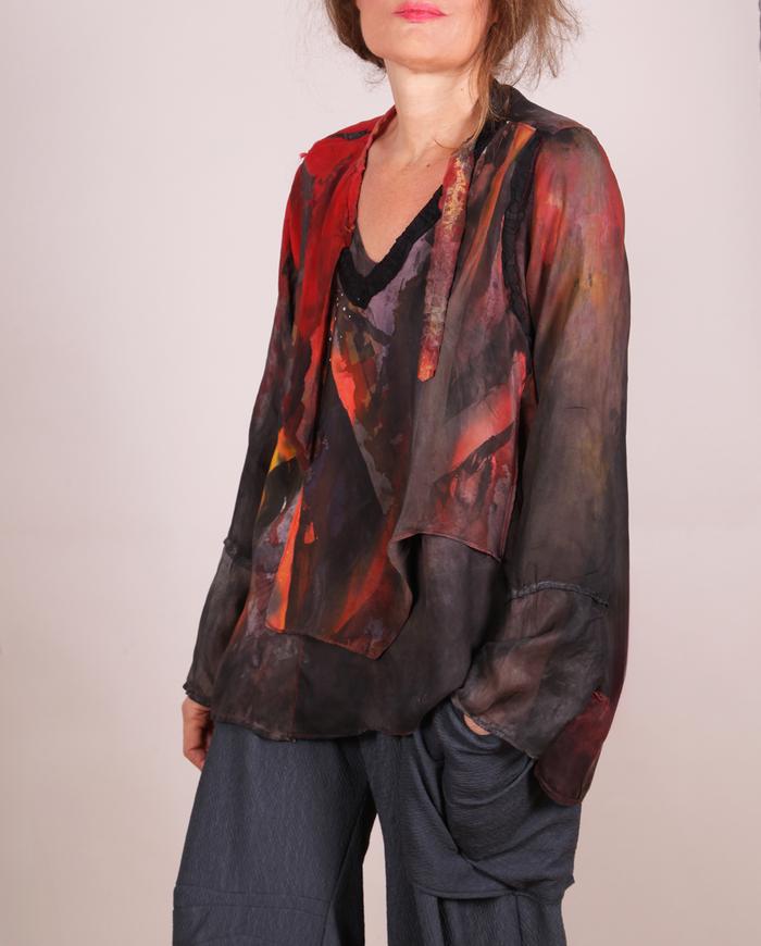 'tangled up in bright streaks' lightweight art blouse
