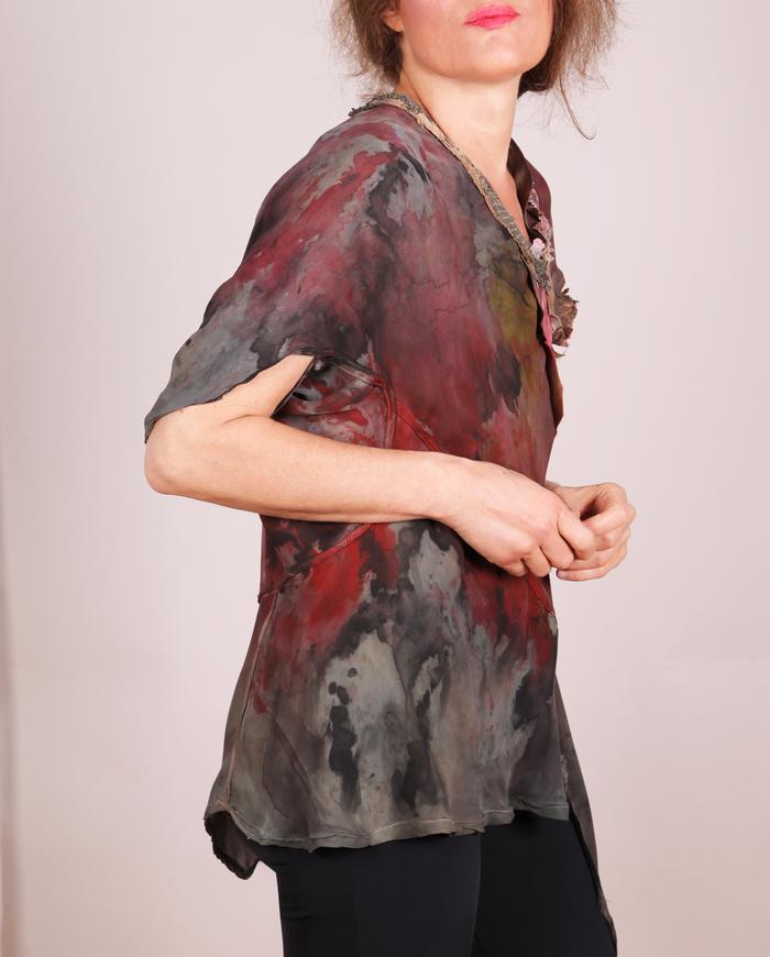 'a sprouted flower surprise' asymmetrical silk bias blouse