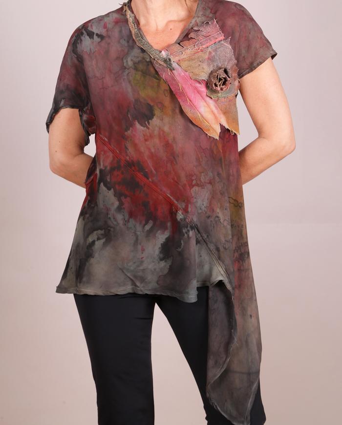 'a sprouted flower surprise' asymmetrical silk bias blouse