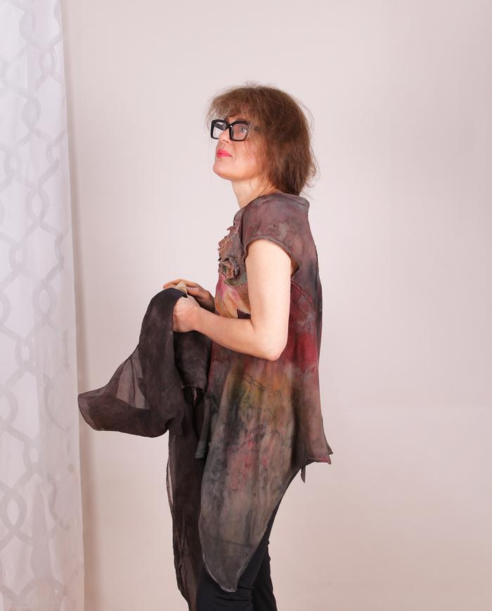 'a sprouted flower surprise' asymmetrical silk bias blouse